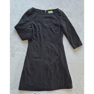 Elizabeth Mckay Martin Black 3/4 Sleeve Boat Neck‎ Shift Dress Size L